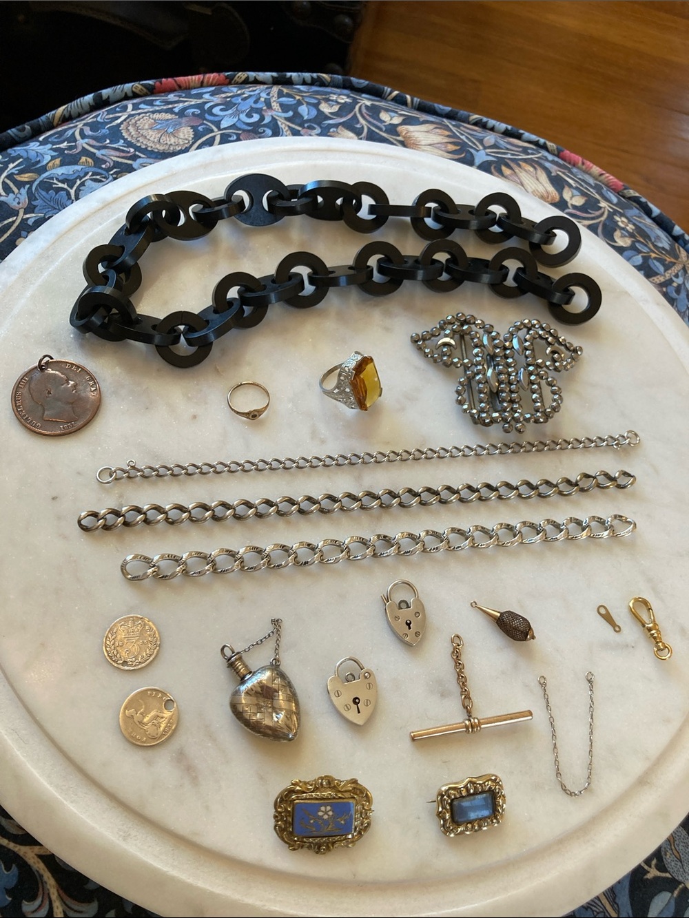 Antique Georgian & Victorian Mourning Jewelry & Hairwork Jewelry Lot - Picture 11 of 16